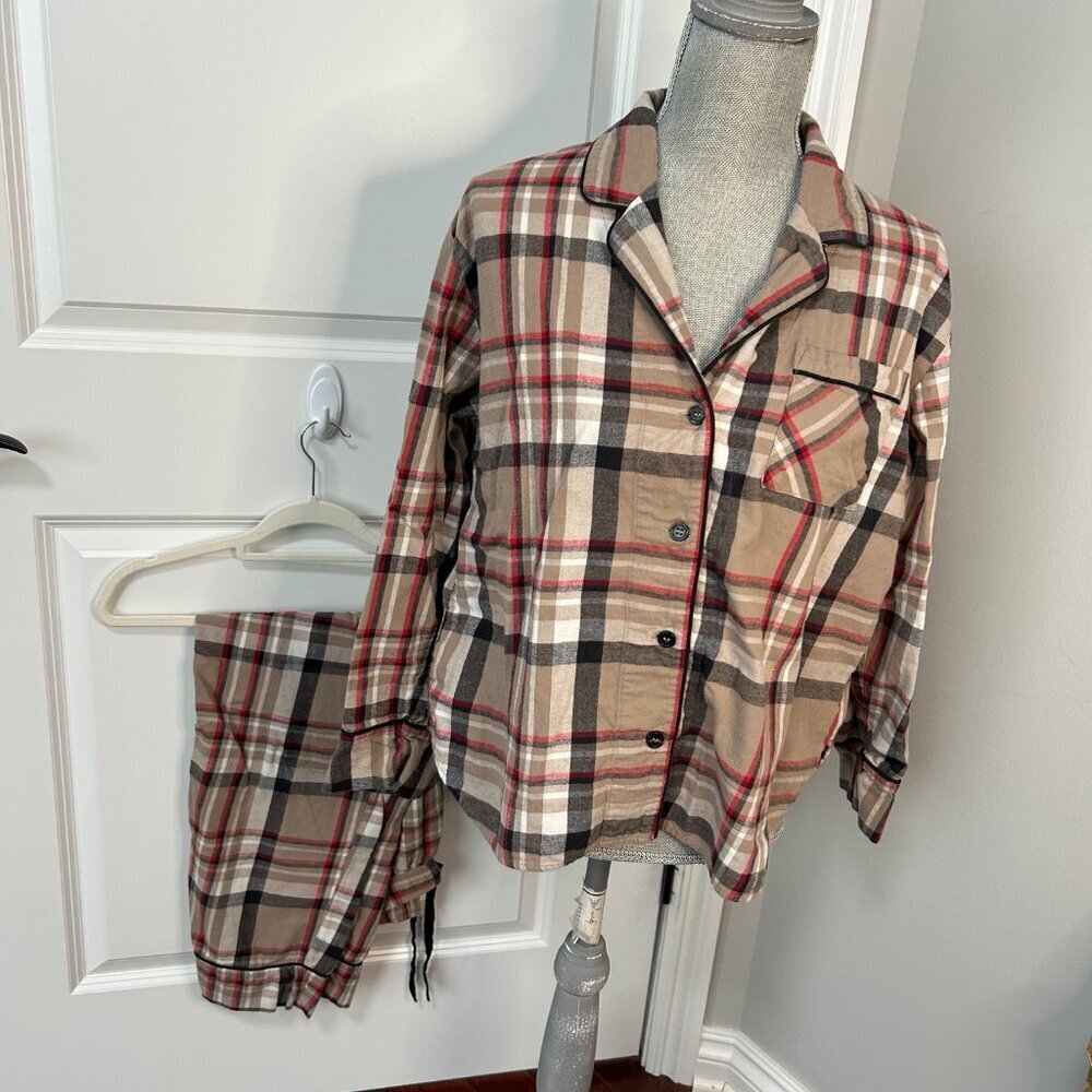 Z Supply Dreamer Plaid Pajama Set Color Burlap Size M EUC - Picture 2 of 3